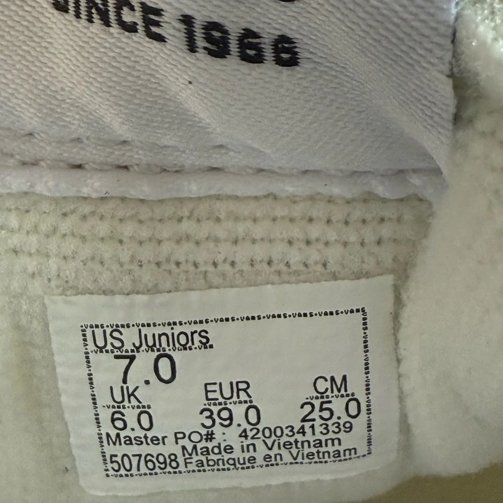 Vans juniors White and Tan Sneakers with Classic High-Top Design size 7